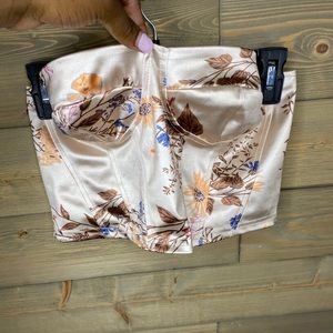 Floral Print Bustier Satin Tube Top